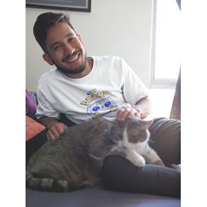 Shirt - Cat daddy - Wurban Wear | Grappig shirt | Kat | Unisex tshirt | Kattenbak | Liefde | Knuffel | Wit