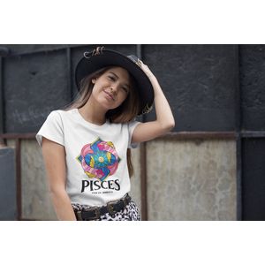 Shirt - Pisces cartoon - Wurban Wear | Grappig shirt | Sterrenbeeld | Unisex tshirt | Astrologie | Zodiac signs | Horoscoop | yoga | Wit