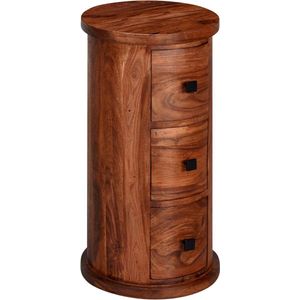 Rootz Ladekast - Bijzettafel - Dressoir - 3 Laden - 65 cm - Massief Hout - - Bijzetkast - Bruin