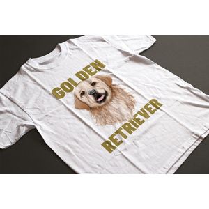Shirt - Golden retriever - Wurban Wear | Grappig shirt | Hond | Unisex tshirt | Speelgoed | Hondenmand | Knuffel | Wit