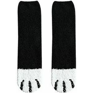 Warme winter sokken - katten pootjes - badstof 35-45 zwart