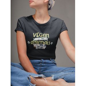 Shirt - Vegan for the animals - Wurban Wear | Grappig shirt | Vegan | Unisex tshirt | Dieren | Dierenvriend | Vegan kookboek | Wit