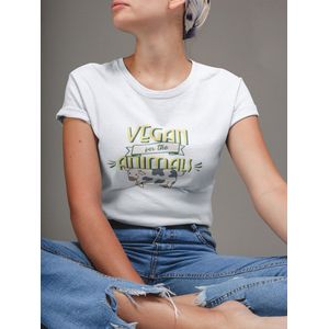 Shirt - Vegan for the animals - Wurban Wear | Grappig shirt | Vegan | Unisex tshirt | Dieren | Dierenvriend | Vegan kookboek | Wit