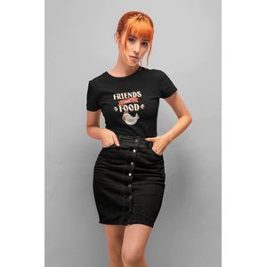 Shirt - Friends not food - Wurban Wear | Grappig shirt | Vegan | Unisex tshirt | Dieren | Dierenvriend | Vegan kookboek | Wit & Zwart