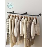 Songmics - Denkey - Wandkledingroede - Zwart - 170 x 30,4 x 7 cm - Metaal