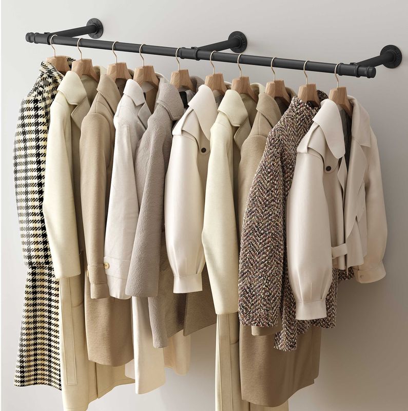 Songmics - Denkey - Wandkledingroede - Zwart - 170 x 30,4 x 7 cm - Metaal