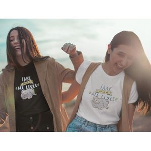 Shirt - Take care of all lives - Wurban Wear | Grappig shirt | Vegan | Unisex tshirt | Dieren | Dierenvriend | Vegan kookboek | Wit & Zwart