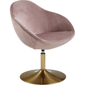 Rootz Lounge chair - Relax Fauteuil - Fauteuil - Bureaustoel - Kuipstoel - Velvet - Roze - Goud