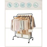 Kledingrek - Astrid - Zwart - 103,5 x 52,5 x 155 cm