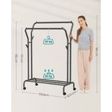 Kledingrek - Astrid - Zwart - 103,5 x 52,5 x 155 cm