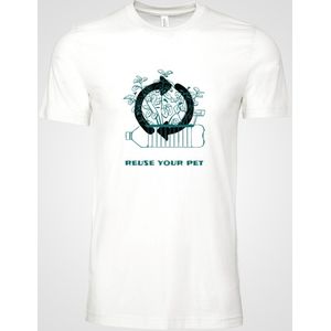 Shirt - Reuse your pet - Wurban Wear | Grappig shirt | Vegan | Unisex tshirt | Dieren | Dierenvriend | Vegan kookboek | Wit