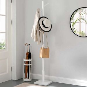 HOMCOM garderobestandaard vrijstaande kapstok kledingrek kapstok voor hal metaal wit 45 l x 45 b x 180 h cm