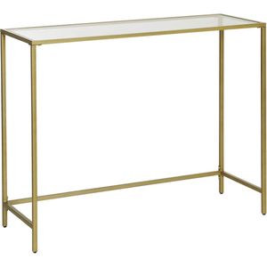 Rootz Salontafel - Rechthoekige Glazen Tafel - Gouden Ijzeren Onderstel - Bijzettafel - Verstelbare Poten - 100 x 35 x 80 cm (LxBxH)