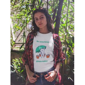 Shirt - Do something green today - Wurban Wear | Grappig shirt | Vegan | Unisex tshirt | Dieren | Dierenvriend | Vegan kookboek | Wit