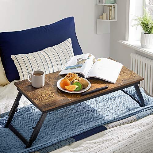 Laptop Bureau - Bruin - Verstelbaar - Kantelbaar Bovenblad - In Hoogte Verstelbare Poten