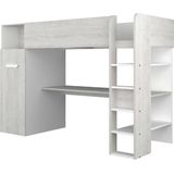 Hoogslaper Jet met bureau en kledingkast 90x200cm - wit