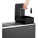 Songmics - Afvalbakken - Zwart - 3 Compartimenten - Zacht Sluitend - PVC en Metaal