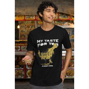 Shirt - My taste for you is deep fried - Wurban Wear | Grappig shirt | Dieet | Unisex tshirt | Fast food | Airfryer | Sport | Verwenpakket | Wit, Zwart & Blauw