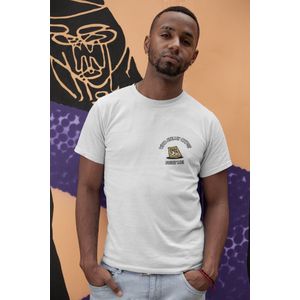 Shirt - Who ate my chips - Wurban Wear | Grappig shirt | Dieet | Unisex tshirt | Fast food | Airfryer | Sport | Verwenpakket | Wit, Zwart & Blauw