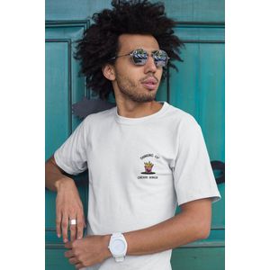 Shirt - Thinking of chicken wings - Wurban Wear | Grappig shirt | Dieet | Unisex tshirt | Fast food | Airfryer | Sport | Verwenpakket | Wit & Zwart
