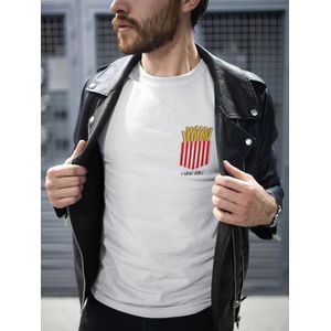 Shirt - I want fries - Wurban Wear | Grappig shirt | Dieet | Unisex tshirt | Fast food | Airfryer | Sport | Verwenpakket | Wit