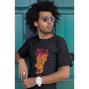 Shirt - Hot and tasty - Wurban Wear | Grappig shirt | Dieet | Unisex tshirt | Fast food | Airfryer | Sport | Verwenpakket | Wit & Zwart