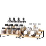 Bamboe - Kruidenrek Set van 2 - Bruin - Uitbreidbaar - Natuurlijk Bamboe en Staal