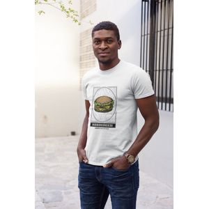 Shirt - Hamburger - Wurban Wear | Grappig shirt | Dieet | Unisex tshirt | Fast food | Airfryer | Sport | Verwenpakket | Wit