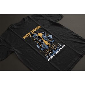 Shirt - Hot doug - Wurban Wear | Grappig shirt | Dieet | Unisex tshirt | Fast food | Airfryer | Sport | Verwenpakket | Wit & Zwart