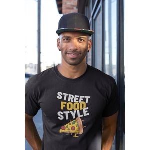 Shirt - Street food style - Wurban Wear | Grappig shirt | Dieet | Unisex tshirt | Fast food | Airfryer | Sport | Verwenpakket | Wit & Zwart