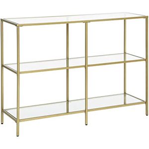 Moderne Console Tafel, 3-etage gehard glas Sofa Tafel met metalen frame voor hal woonkamer slaapkamer, gouden kleur