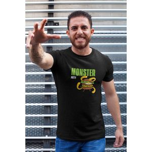 Shirt - Monster patty - Wurban Wear | Grappig shirt | Dieet | Unisex tshirt | Fast food | Airfryer | Sport | Verwenpakket | Wit & Zwart