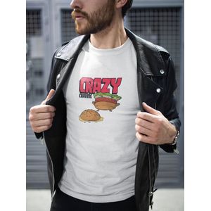 Shirt - Crazy craving - Wurban Wear | Grappig shirt | Craving | Unisex tshirt | Fast food | Airfryer | Sport | Verwenpakket | Wit, Zwart & Blauw