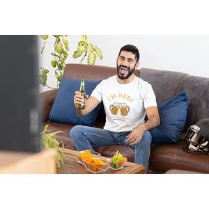 Shirt - I’m here for the beer - Wurban Wear | Grappig shirt | Bier | Unisex tshirt | Drankspel | Klok | Wit & Zwart