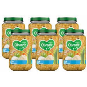 6x Olvarit Maaltijd 8+m Courgette, Witvis & Rijst 200 gr