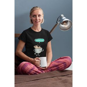 Shirt - Coffee time cartoon - Wurban Wear | Grappig shirt | Koffie | Unisex tshirt | Koffiezetapparaat | Koffiebonen | Wit & Zwart