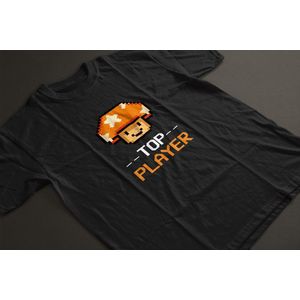 Shirt - Top player - Wurban Wear | Grappig shirt | Gaming| Unisex tshirt | Wit & Zwart