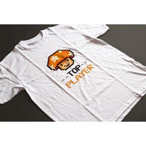 Shirt - Top player - Wurban Wear | Grappig shirt | Gaming| Unisex tshirt | Wit & Zwart