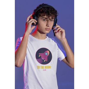 Shirt - To the moon - Wurban Wear | Grappig shirt | Gaming | Unisex tshirt | Wit & Zwart
