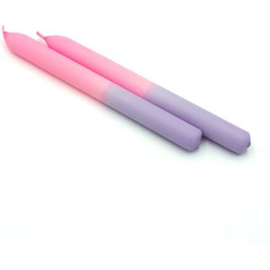 Kaarsen - Tafel kaarsen - Diner kaarsen - Set van 2 - Roze Paars - Dip Dye