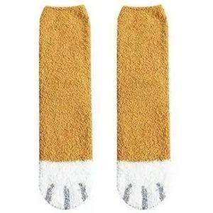 Warme winter sokken - katten pootjes - badstof 35-46 bruin