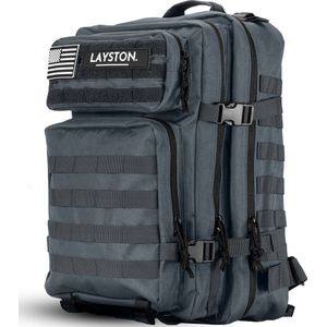 LAYSTON Rugzak 45L Waterdicht - 17 inch Laptoptas - Sporttas - Schooltas - Grijs - Voor Dames en Heren - Tactical Backpack - 45 Liter