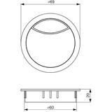 Kabeldoorvoer - Zilver - Boordiameter: ø60mm - Diepte: 20mm - Diameter: ø69mm - Rond