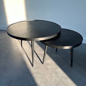Salontafel set rond Industrieel Design | Mangohout Staal | 53-74cm