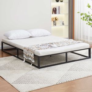 Bedframe Met Hoofd- En Voeteneinde Metaal Zwart 140x200 Cm