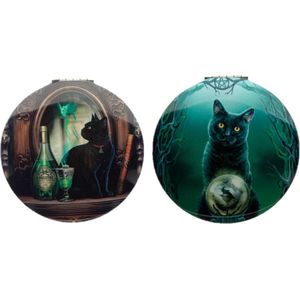 Set van 2 pocket mirrors , make-up spiegeltjes Lisa Parker met katten Ø7cm