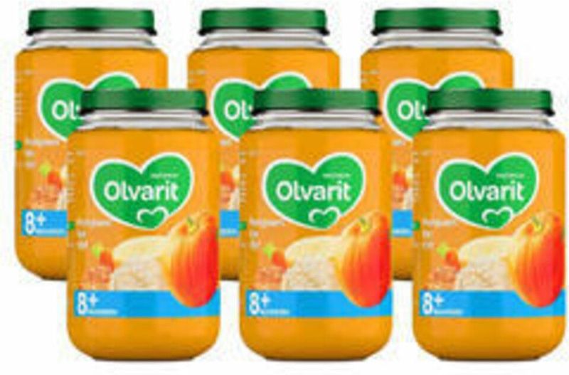 6x Olvarit Maaltijd 8+m Pompoen, Kip & Rijst 200 gr