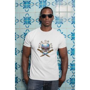 Shirt - Ride or die - Wurban Wear | Grappig shirt | Auto | Unisex tshirt | Motor | Fiets | Wit