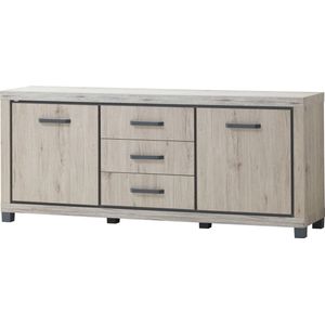 Dressoir Dirk 220cm 2 deuren 3 lades - eik