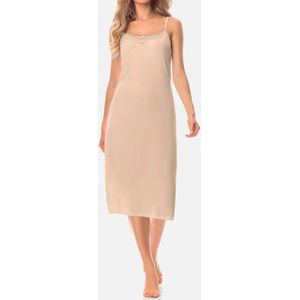Gaubert kanten Onderjurk dames Extra lang - Spaghetti bandjes - Gladde onderjurk verstelbare bandjes - Zwart - Wit - Huidskleur  - Beige